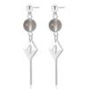 Geometric Rhombus Silver-plated Stud Earrings, Simple, Medium and Long Fringed Earrings, Earrings