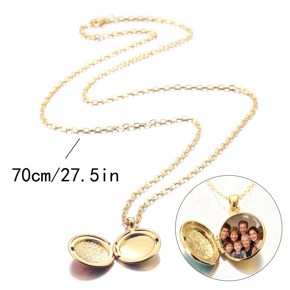 Golden Locket Pendant Mood Necklace Emotion Women Men Lovers Photo Frame Box Choker Necklaces Fashion Love Enamel Jewelry