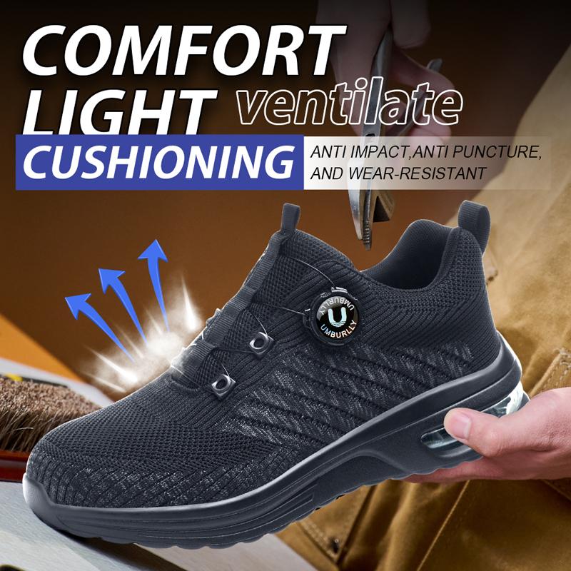 Rotating button Men's safety shoes Work Sneakers Steel toe shoes Lightweight Protection Shoes Puncture-Proof Protection Shoes