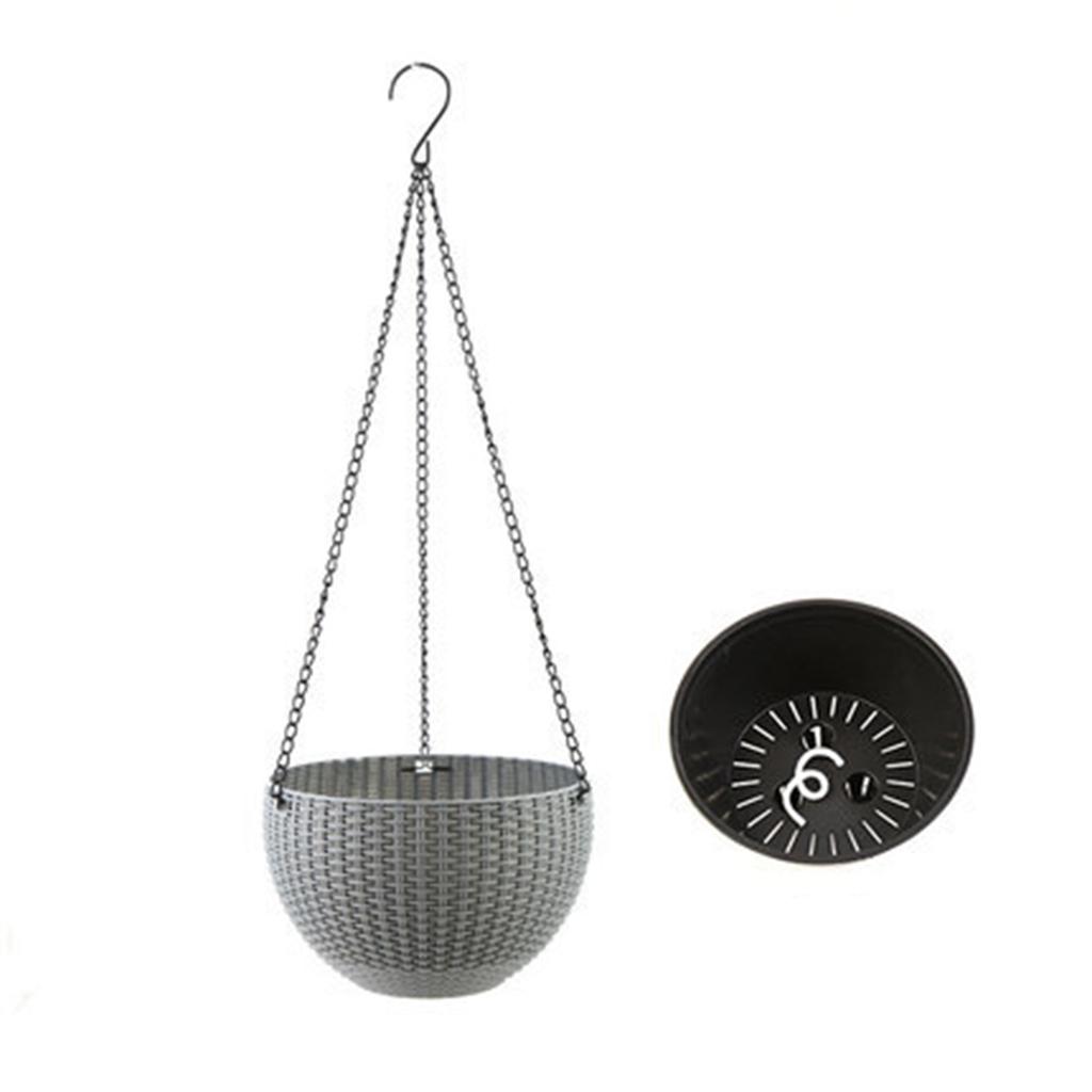 Hanging Basket Flower Pot Automatic Water Absorbing Inner Elegant Rattan Weave Thicken Hanging Plant Pot for Outdoor