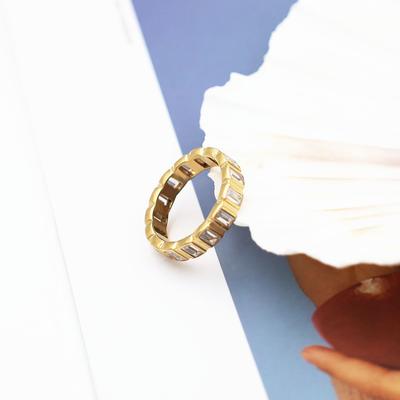 Nuovo Anello in Oro 18K Intarsiato con Zirconi Anello Personalizzato Stile Vento Gioielli da Donna di Nicchia di Alta Gamma Non Sbiadisce