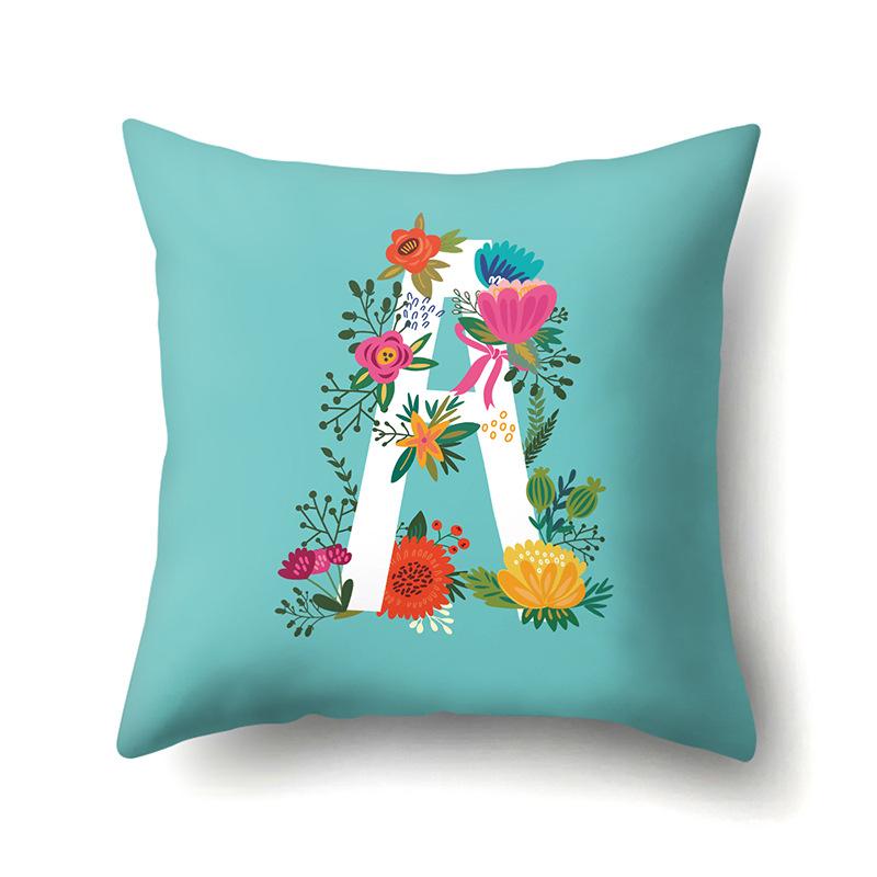 

Polyester Pillowcase Flowers Fresh Home Decoration Print Pillowcase 26 English Letter Cushion Cover No pillow core