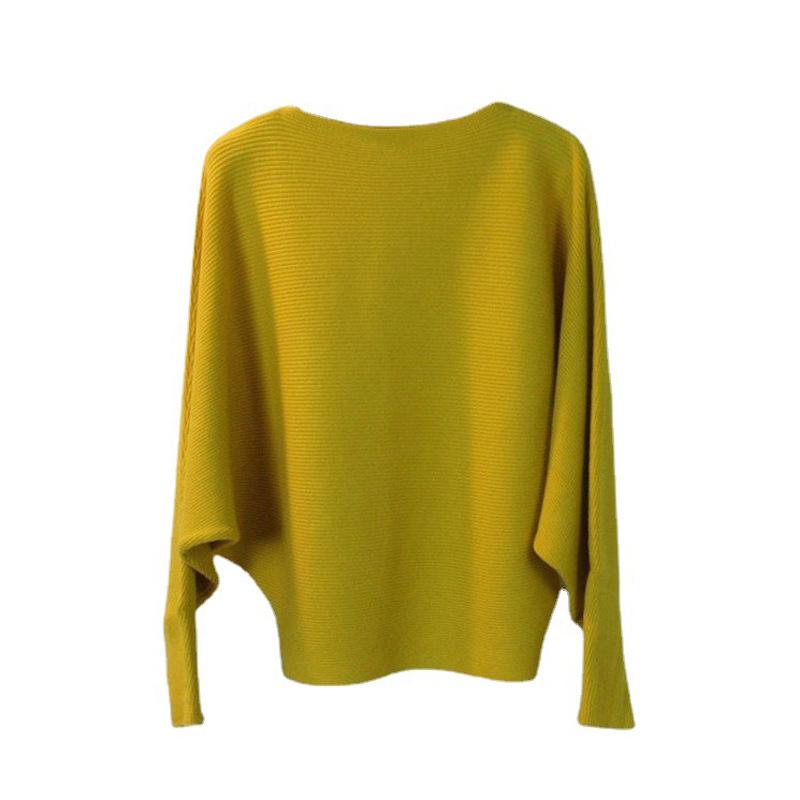 Høstgenser Strikket Genser Høy Stretch Strikk Wide Krage Genser Strikk Dame Strikket Lang Flaggermusermer Løs Genser