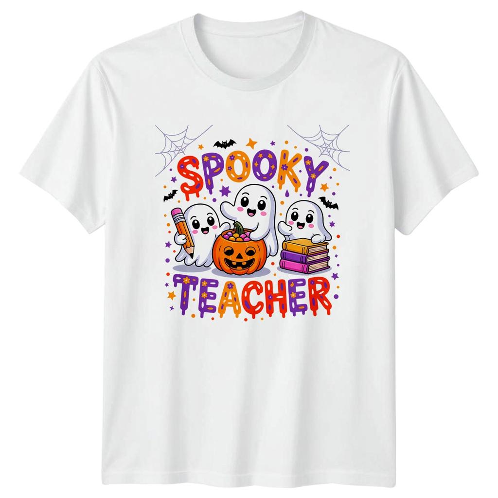 Spooky Teacher Halloween Ghosts Unisexs TShirt Unisexs Tee Graphic Unisex Top