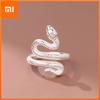 BFCLUB 925 Sterling Silver Simple Rings For Women Men Finger Adjustable Open Retro Snake Ring For Party Birthday Gift