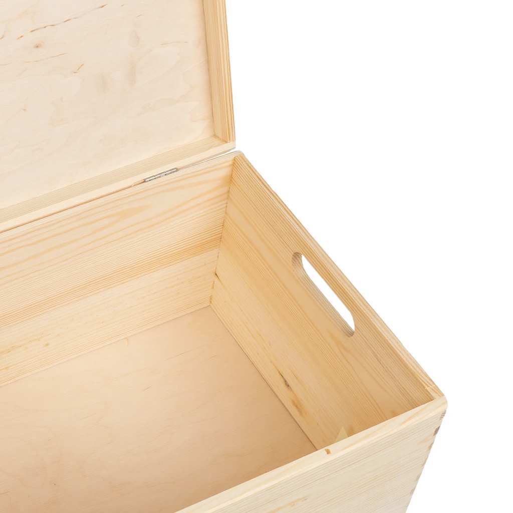Vidaxl Wooden Box with Lid and Handles, Solid Pine Wood