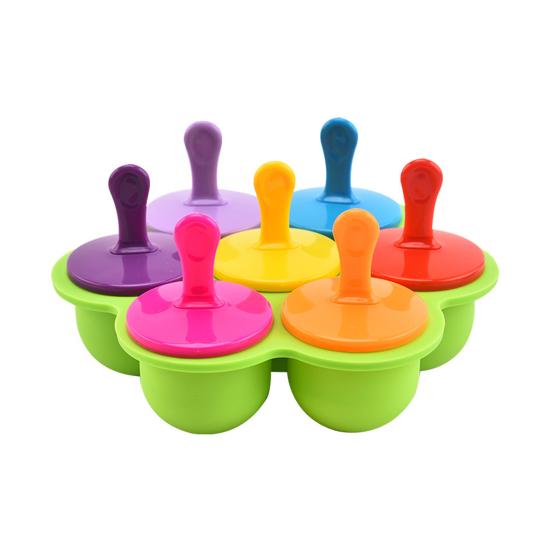 Silicone Popsicle Molds with Sticks 7 Cavity Ice Cube Tray Silicone Molds for Baby Foods Ice Lolly Mold for Pastries