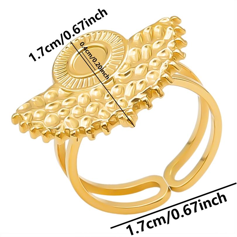 1/5pcs Real Gold Plated Open Adjustable Ring Oval Square Flower Stainless Steel Rings For Women Men DIY Stone Crystal Oil Drip