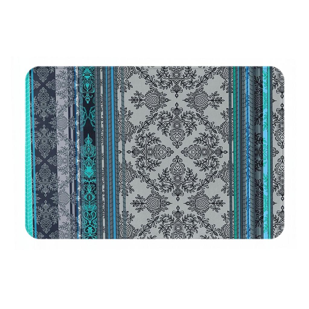 Teal, Aqua and Grey Vintage Bohemian Wallpaper Anti-slip Doormat Floor Mat for Kitchen Entrance Home Living room Footpad Mats