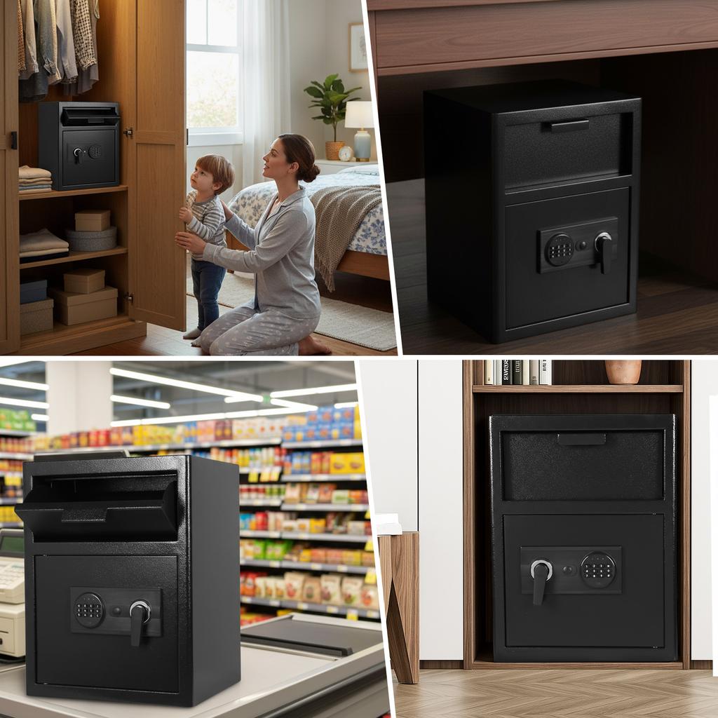 Drop Slot Depository Safe Box with Digital Combination Lock Digital Depository Safe for Cash Slips Expense Business Office Home