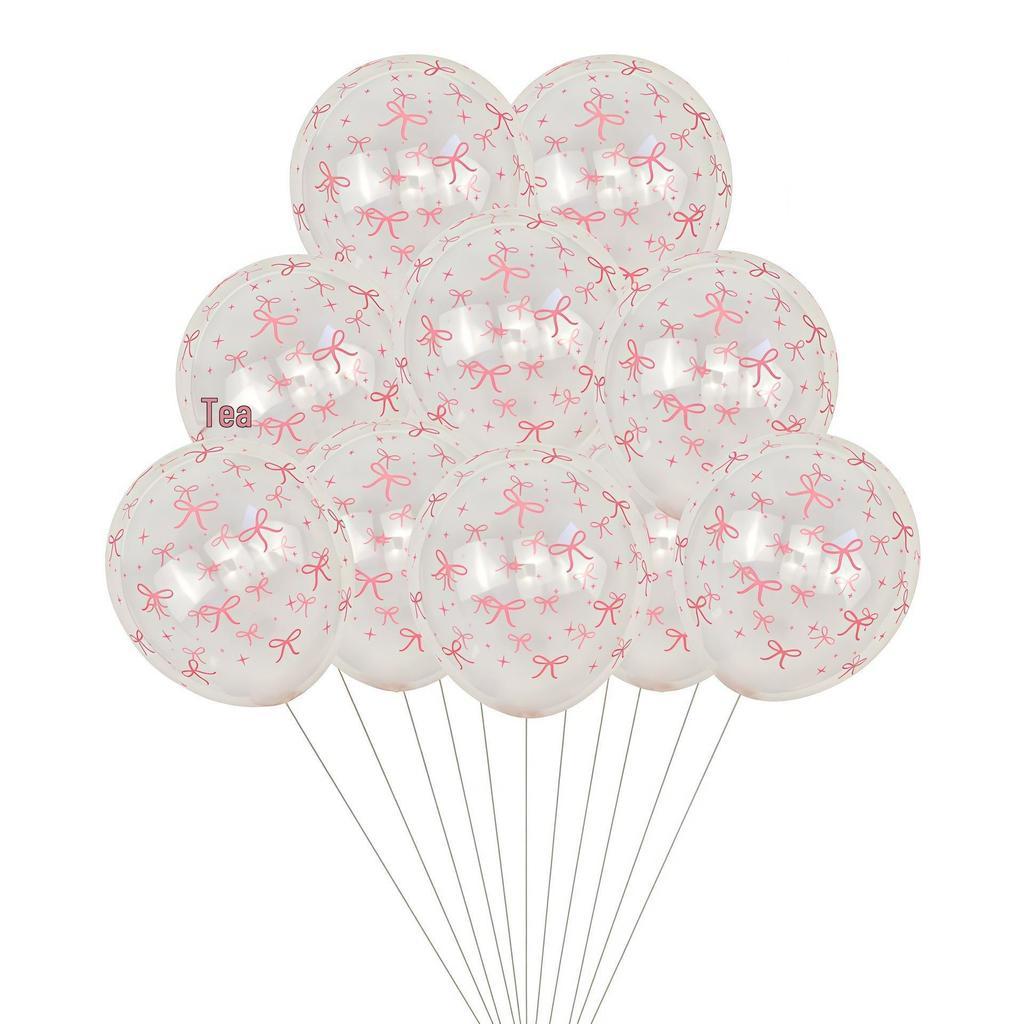 Pink Bow Print 12-inch Sequin Balloons for Girl's Birthday Party Decor