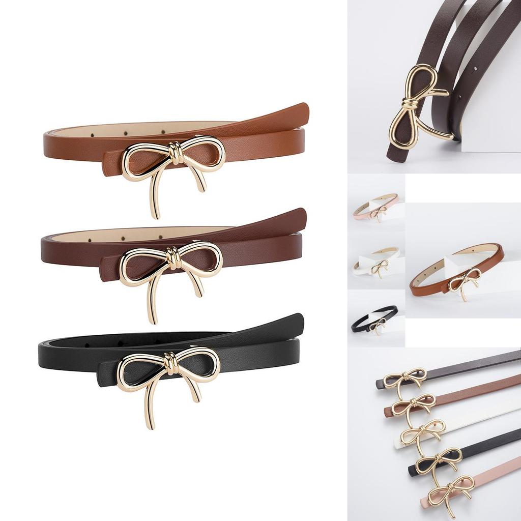 Stylish New Bowknot Decorative Pu Leather Slim Waist Belt For Elegant Women Fashion