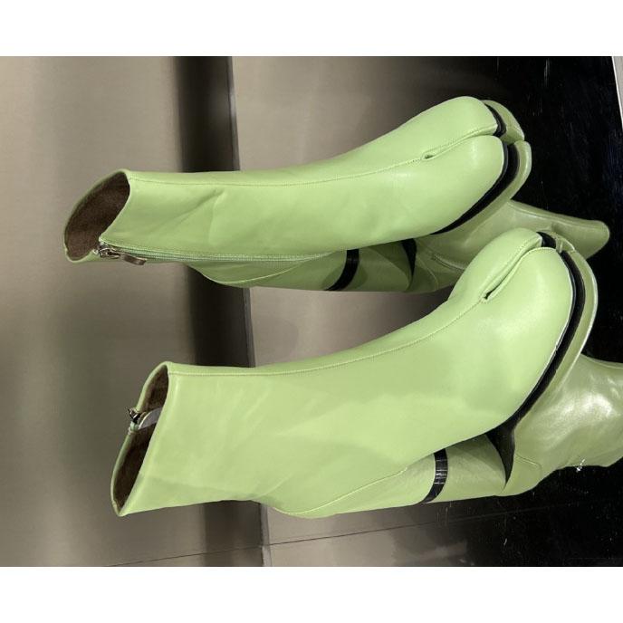 Fashion Split Toe Shoes Autumn Winter Ankle Boots Artificial Leather Low Heels Women's Boots