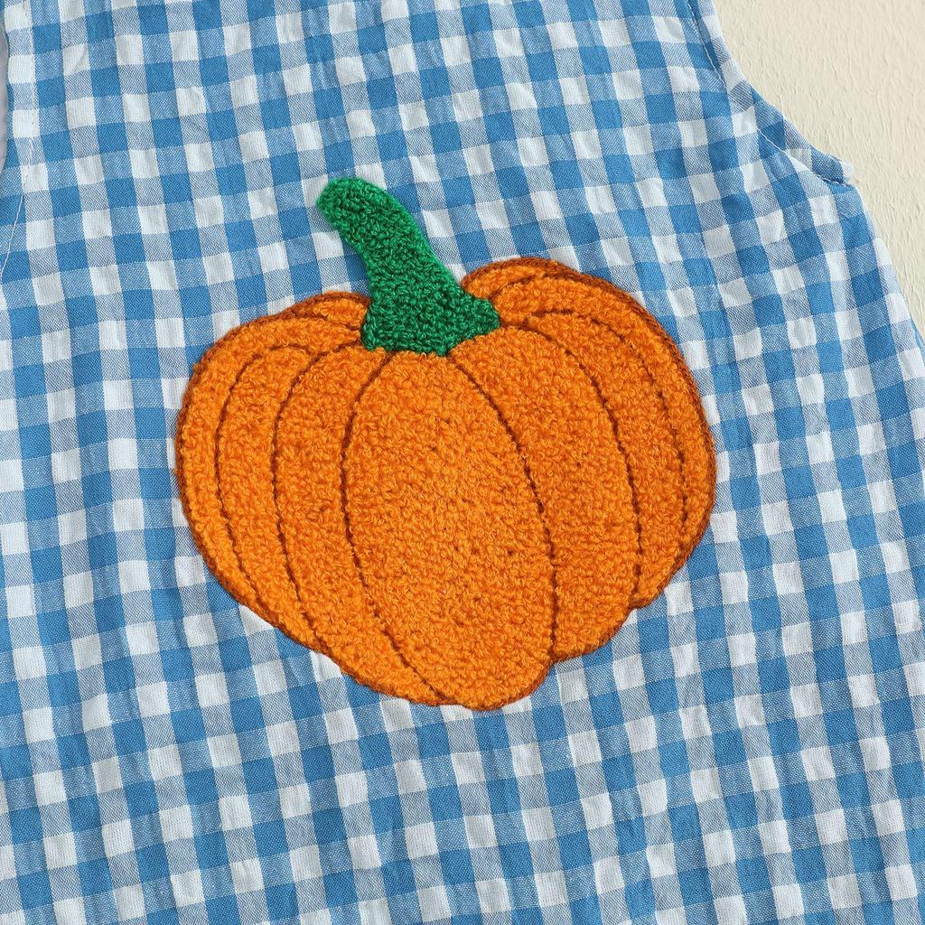 Infant Summer Halloween Ghost/Pumpkin Embroidered Sleeveless Romper