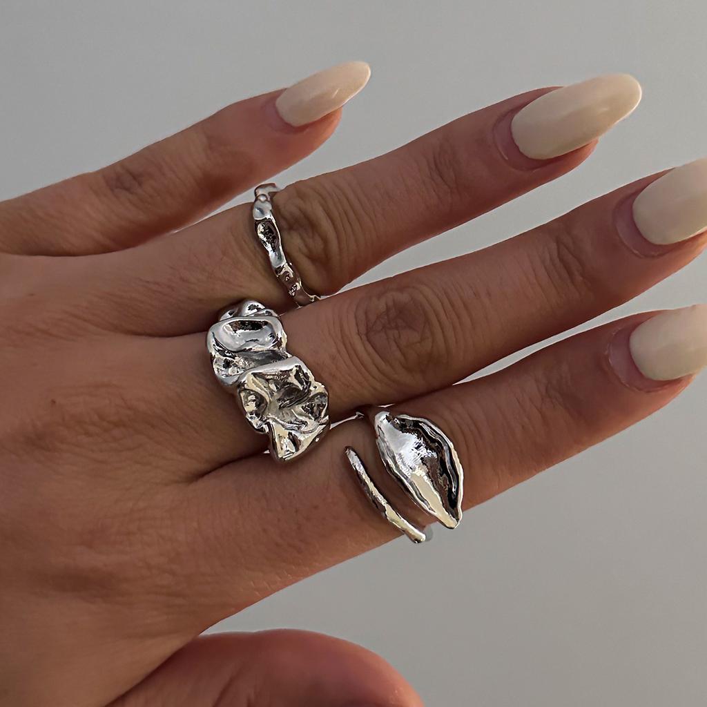 Ocean Wind Ring Irregular Liquid Line Metal Open Ring Vintage Starfish Ring