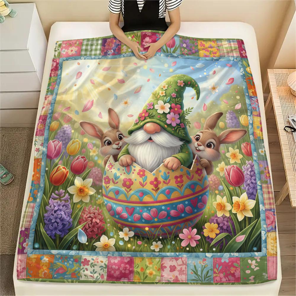 1Pc Cartoon Print Flannel Blanket, High Quality Comfortable for All Seasons, Home Decor, Warmth and Comfort, Perfect for Christmas Birthday Gift