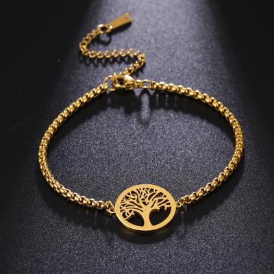 Roestvrijstalen Tree Life-armband voor vrouwen Goud Zilver Tree of Life-armband Levensbedelarmband