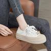 Leather Little White Shoes Women's Spring New Big Head Bread Shoes Versatile Thick Sole Height-increasing Sports and Leisure Board Shoes