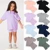 2026 Korean Style Girls' Casual Summer 2-Piece Set: Short-Sleeve T-shirt & Shorts for Kids