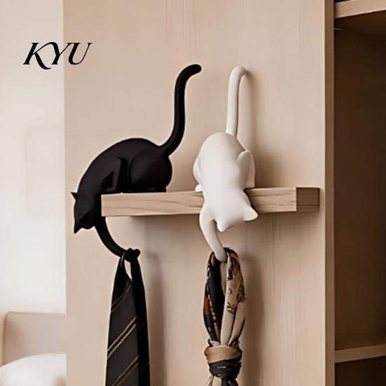 Handmade Style Wall Decor 3D Printed Cat Shelf Sitter with Lantern, Whimsical Figurine Hook for Hooks Bedroom Keys, Decorative Book Edge Statue,