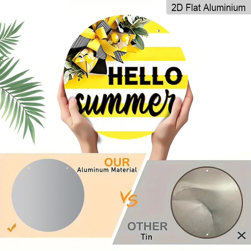 2D Flat Retro Round Aluminum Wall Panel, Multi-Size Fresh Summer Decor, Indoor Outdoor Hanging Art for Home Cafe Bar, Keepsake Gift