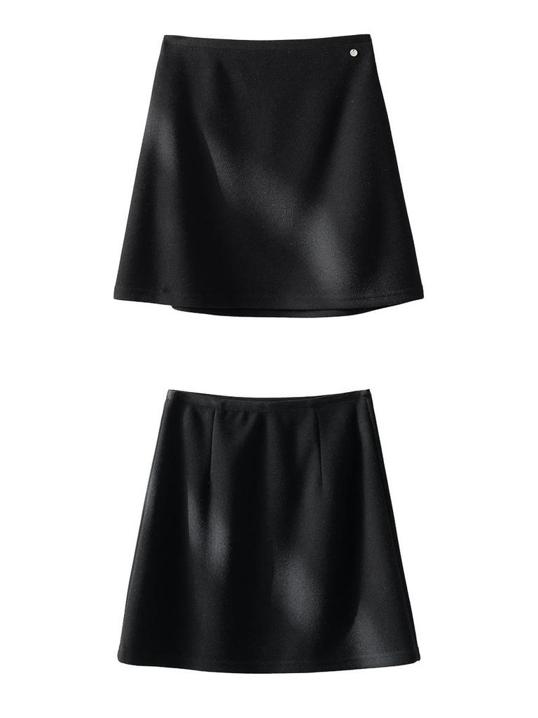 Rong Tai Vinegar Fiber Wool High-Waisted A-Line Mini Skirt - Elegant & Slimming for Petite Figures