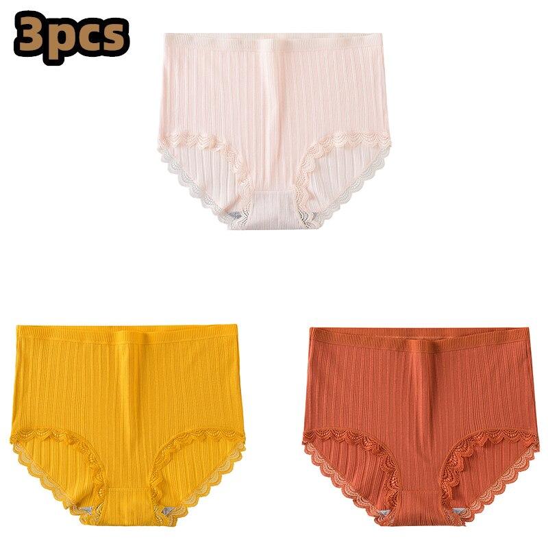 3 Pcs/lot Women's Underpants Soft Cotton Panties Girls High Waist Briefs Striped Panty Sexy Female Underwear Big Size M-XXL