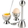 Egg Cracker Topper Set Stainless Steel Soft Hard Boiled Eggs Separator Holder with Spoons Kitchen Egg Tools