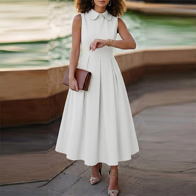 ZANZEA Women Elegant Doll Collar Summer Casual Sleeveless Dress 2XL белый