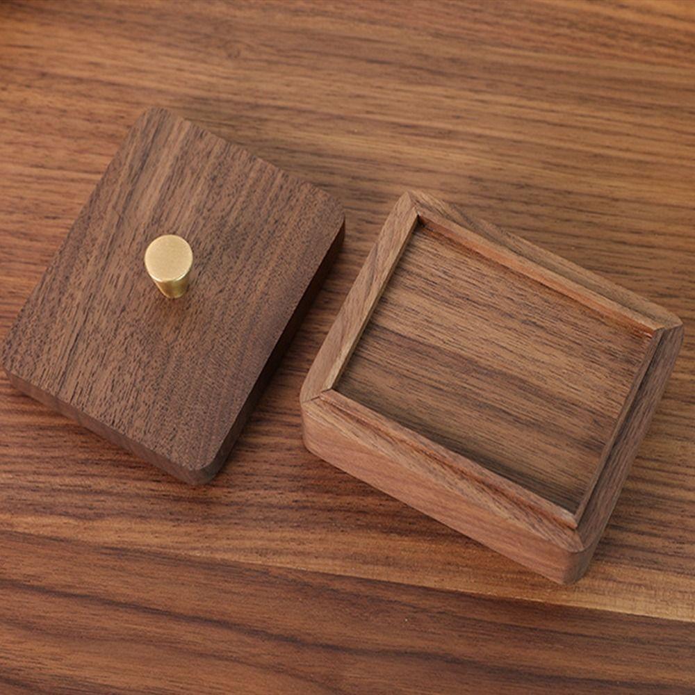 Walnut wood Cotton Swab Jar with Cover Floss Stick Organizer Dental Floss Box Tooth Supply