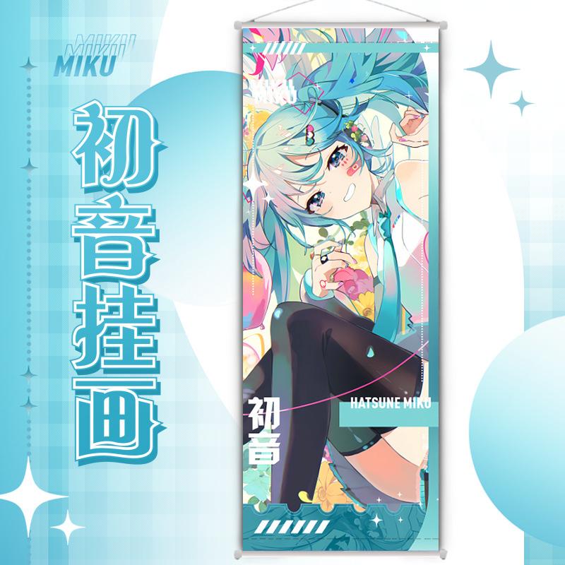Miku Anime Peripheral Virtual Singer Room Decoration Scroll Canvas Wall Hanging Painting Kawaii Decor Poster Wall Art Gifts