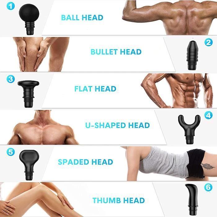 APPAREIL DE MASSAGE Pistolet Massage Musculaire Massage Gun Portable 30 Vitesses Réglables 6 Têtes de Massage Ultra Silencieux App