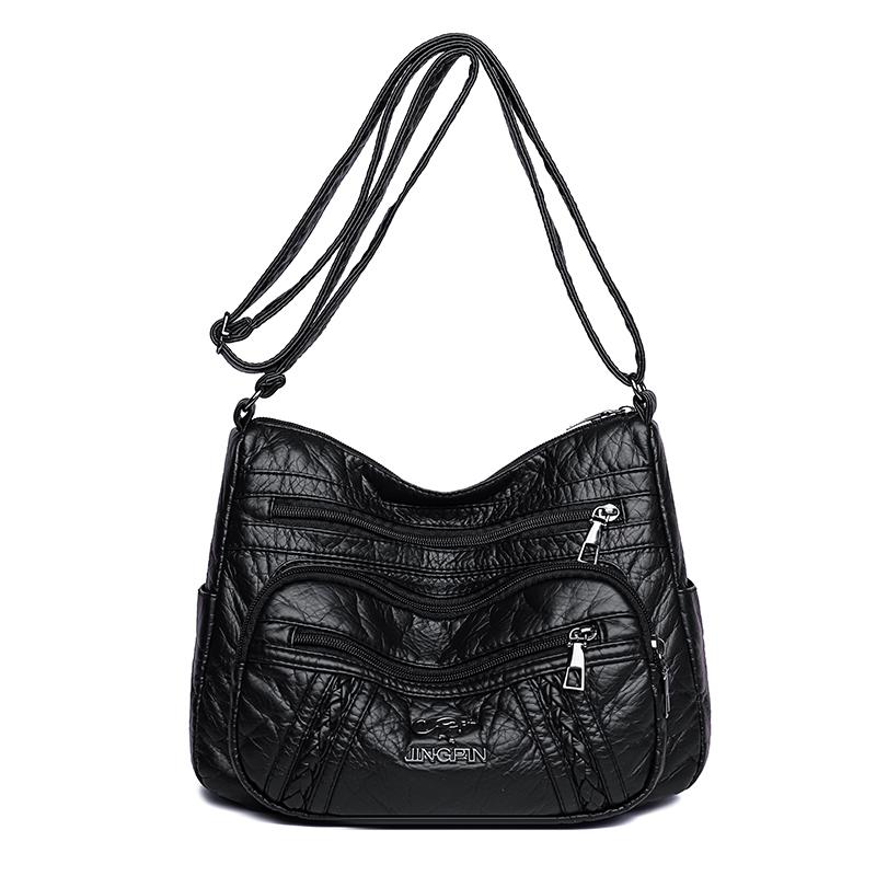 Dameveske i mykt skinn Middelaldrende morsveske Enkel skulder Crossbody-veske