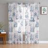Vintage Sailing Ship Nautical Chiffon Sheer Curtains for Living Room Bedroom Decoration Window Voiles Tulle Curtain Drapes
