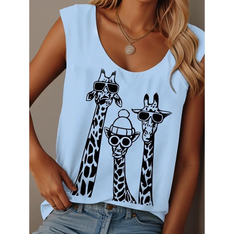 Women's Camisole Print Graphic Animal Graffiti Daily Casual Sleeveless Crew Neck Scoop Neck Regular Tops Summer