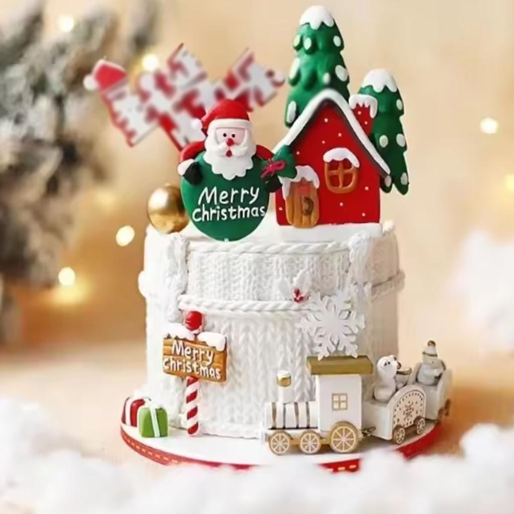 1pc-Merry Christmas Train Decorations Home Christmas Decorations New Year Decorations Christmas Cake Decorations