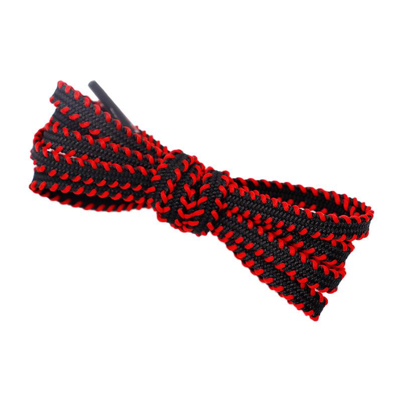 1 Paar Modieuze Tweekleurige Platte Schoenveters 6 mm Breed Sneakers Casual Schoenveters Tennis Touw Schoenveters 100/120/140/160CM Schoenaccessoires 100cm black