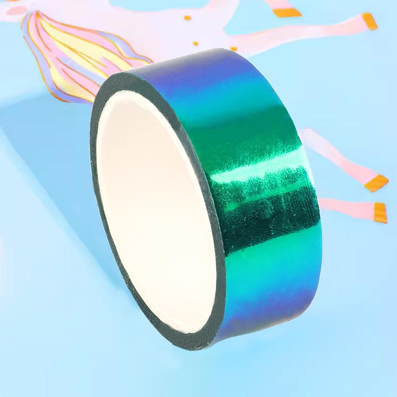 Colorful Gradient Laser Tape & Rainbow Film Stickers for DIY Journals and Cards
