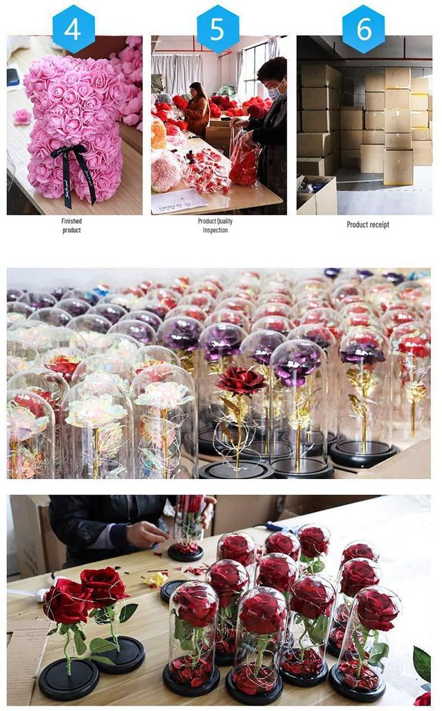 25cm Everlasting Rose Bear Bouquet - Valentine's Day Gift