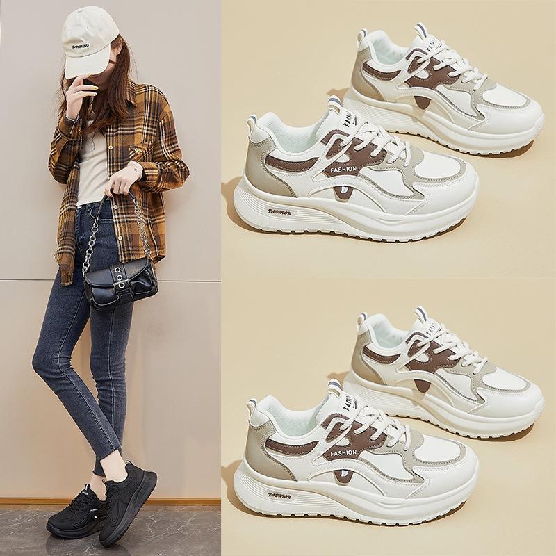 New dad shoes for women, spring student running sports thick-soled heightening casual shoes