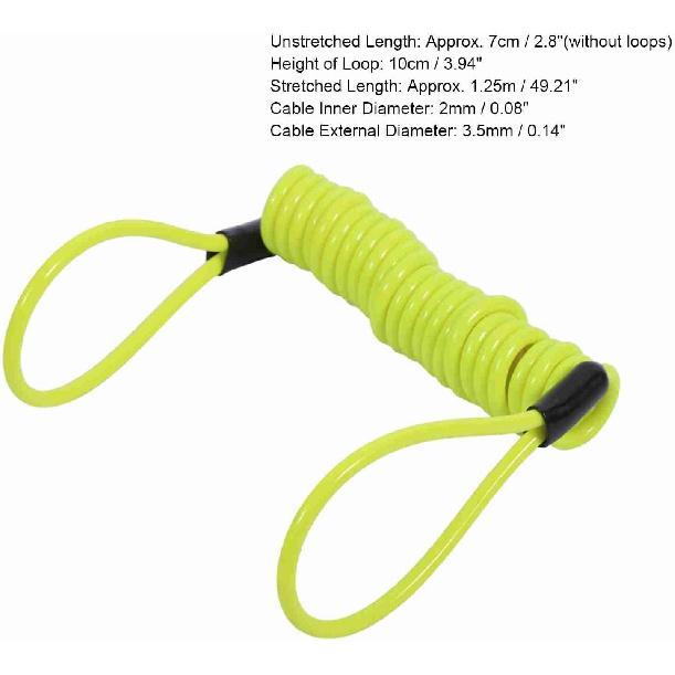 VGEBY Motorcycle Reminder Cable, Bike Alarm Disc Lock Antitheft Security Spring Reminder Coil Cable (Color : Yellow)