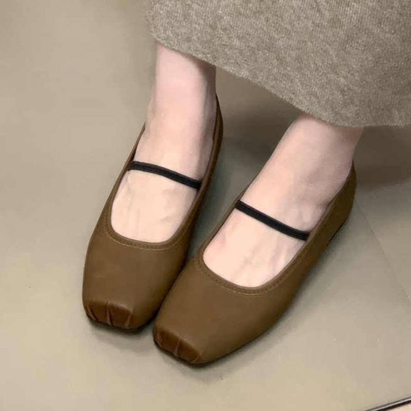 

Модные осенние балетки для танцев 2025 Новые туфли с квадратным носком Элегантная обувь Модные повседневные кроссовки для ходьбы Мягкие Zapatillas Mujer 39 коричневый