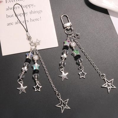 Goth Y2K Phone Charm Star Pearl Portachiavi Ciondolo Kawaii Portachiavi Borsa Perline Catena Del Telefono Carino Accessorio Per Ragazze Donne Gioielli