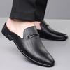 Luxury Brand Half Drag Casual Sandals Shoes Men Slippers Genuine Leather Loafers Lazy Penny Shoes High Quality Slip On Mens Shoe