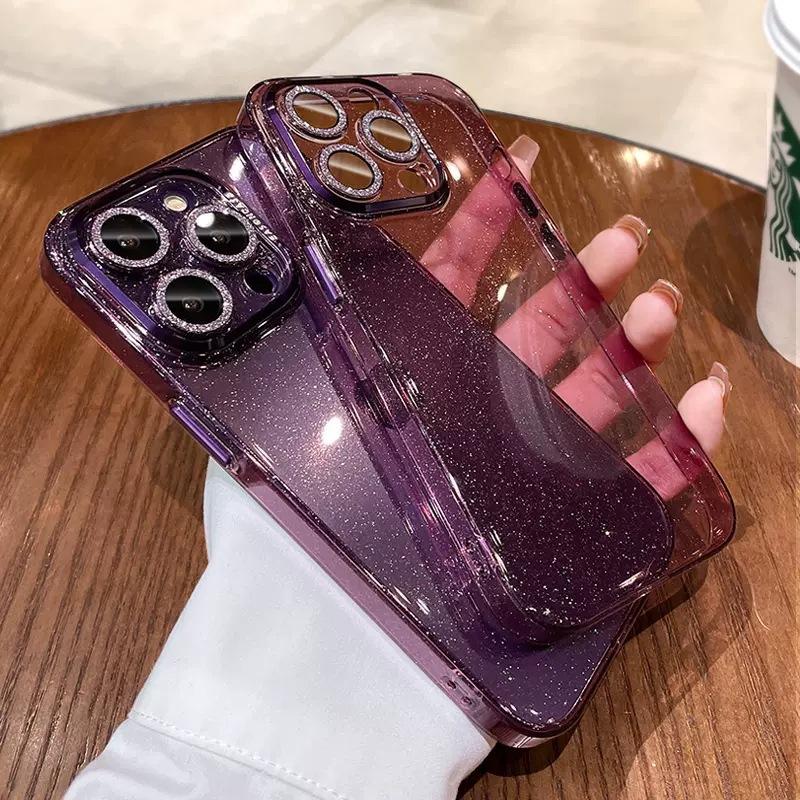 Applicable to iPhone16promax mobile phone case, star glitter lens film, Apple 15 all-inclusive 16 transparent protective case