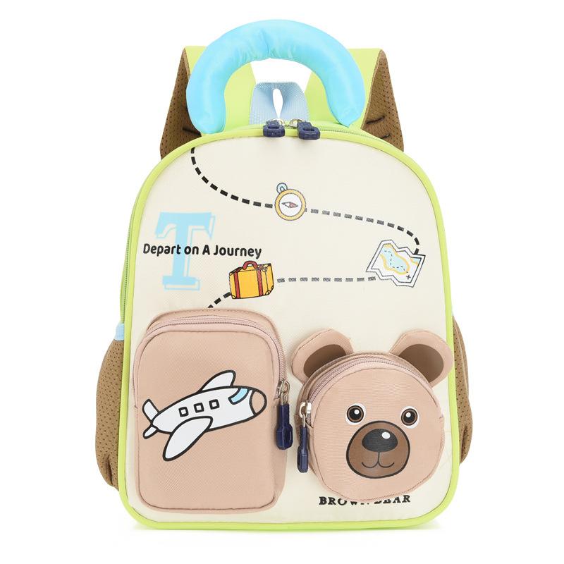 

Kindergarten Schoolbag 2-6 Years Old Baby Cartoon Children s Bag Student Lightweight Backpack зелений