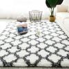 Luxury Geometric White Checkered Area Rug Ultra Soft Polyester, High Pile,Non Slip, Modern, Indoor, Playroom, Bedroom, Living Room, Nursery Rug