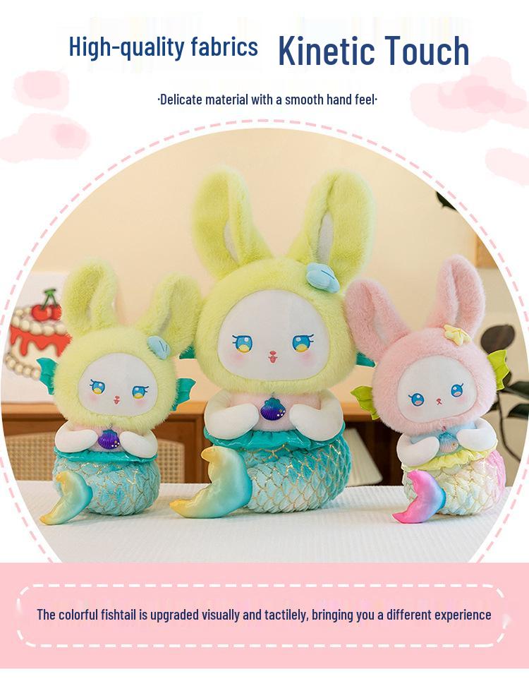 Colorful Mermaid Rabbit Plush Toy Pillow, Creative Gift for Girls