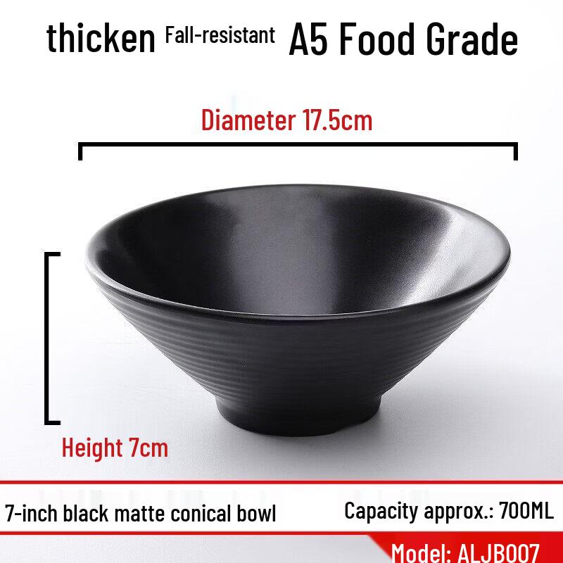 Japanese Style Black Frosted Melamine Noodle Bowl
