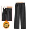 2025 Autumn/Winter Plus Velvet Thickened Elastic Waist Straight-Leg Casual Pants for Middle-Aged and Elderly Women